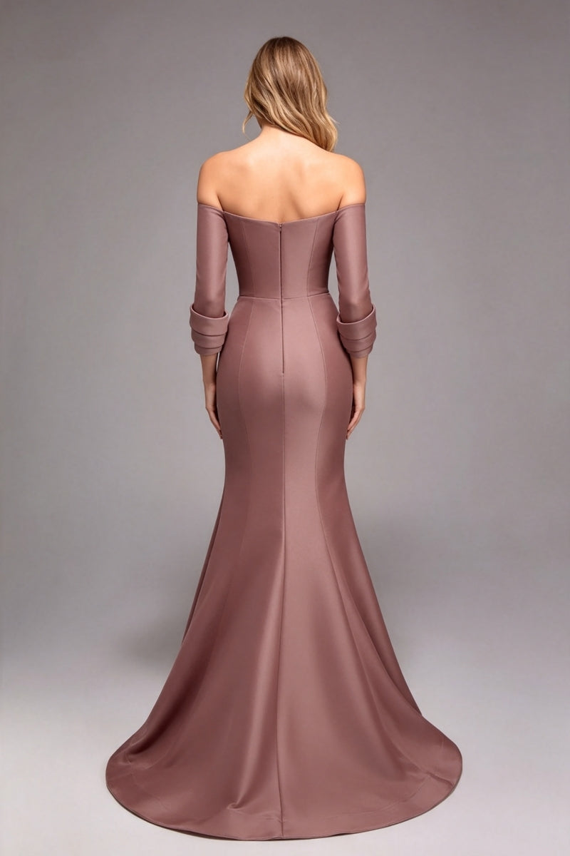Strapless Mermaid Long Sleeve Prom Dress Evening Dress