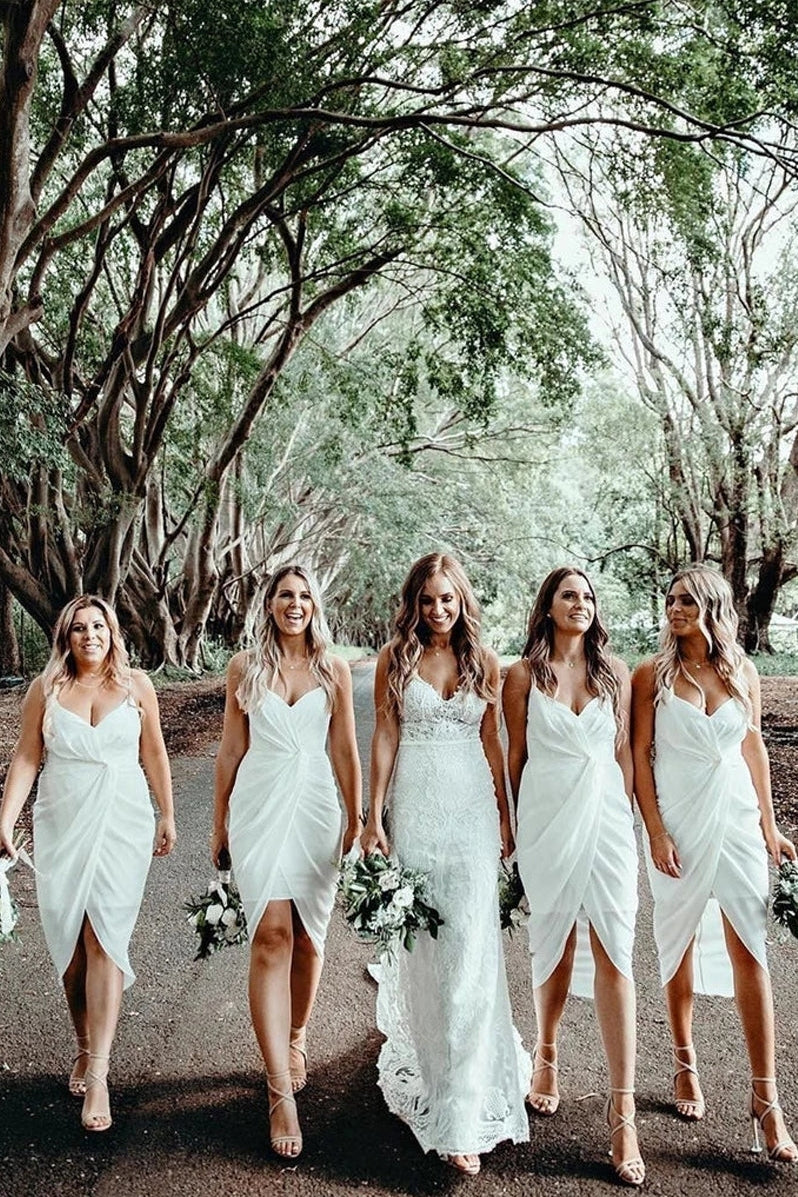Sheath Bridesmaid Dresses Chiffon Short Gowns