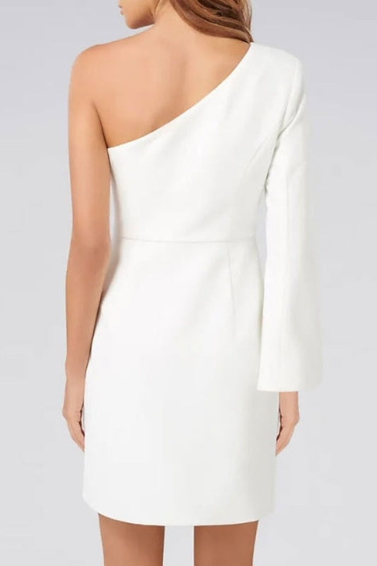 Column One Shoulder Long Sleeve Cocktail  Homecoming Dress Sheath Short Prom Dress