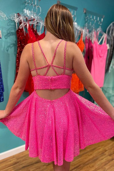Short V Neck Pink  Homecoming Dress Short Prom Dress