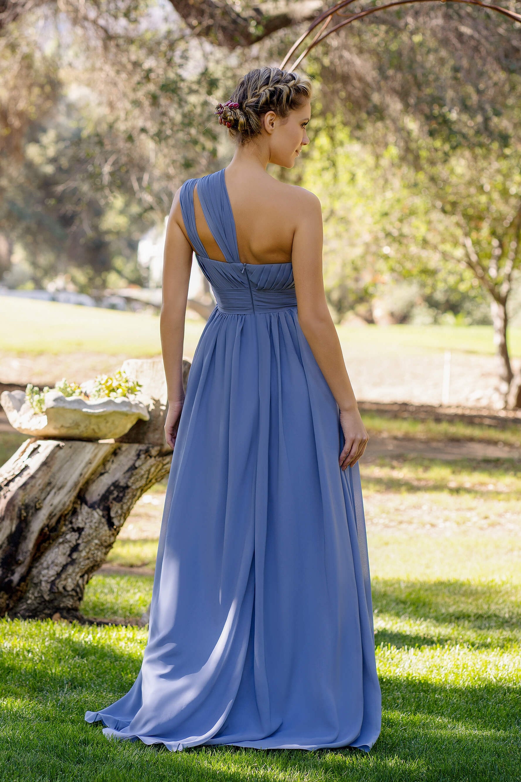 A-Line One-Shoulder Chiffon Ruched Bridesmaid Dress