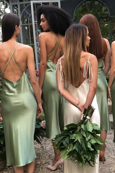 Sheath Cowl Neck Sage Silk Bridesmaid Dress In Ankle Length