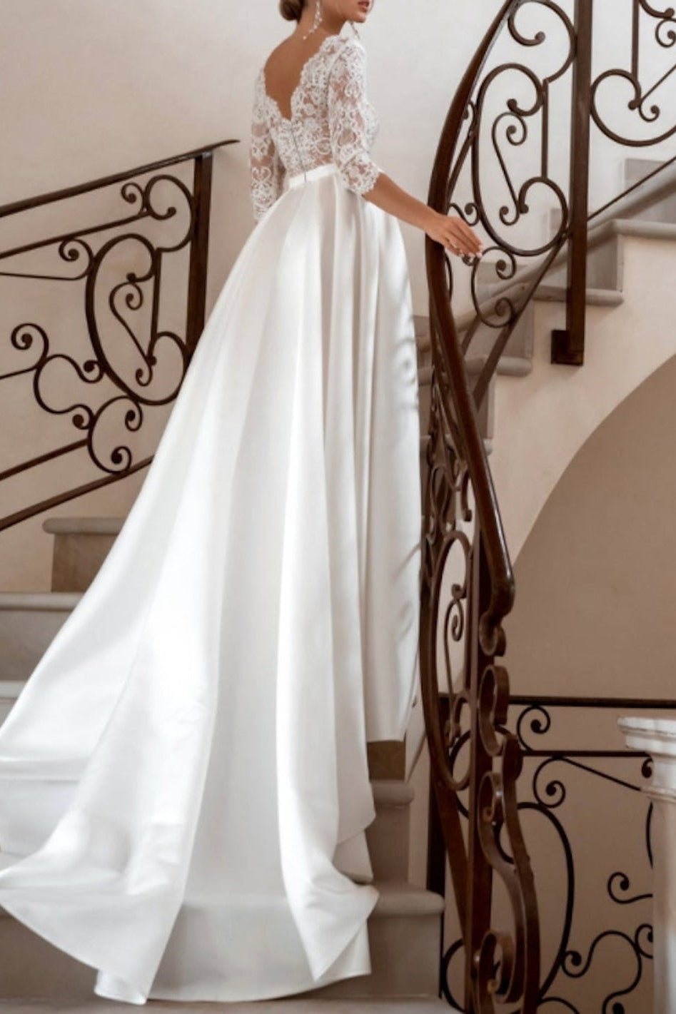 A-Line V-Neck Floor-Length Lace Wedding Dress