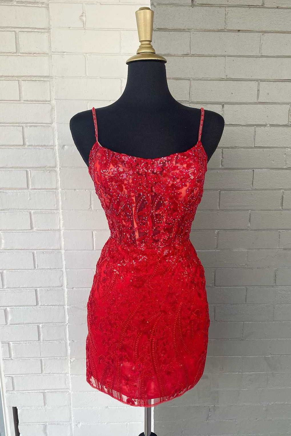 Elegant Lace-Up Mini Homecoming Dress