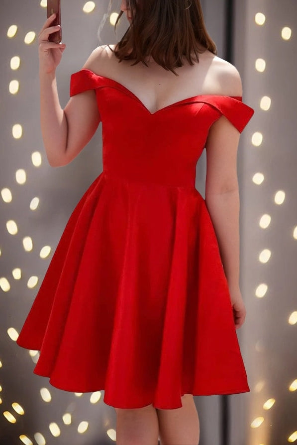 A-Line Off-the-Shoulder Homecoming Dress Short Prom Dress