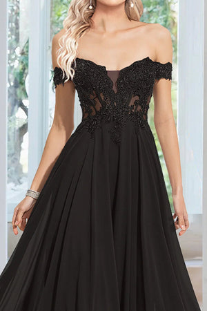 black-a-line-prom-dress-sexy-off-shoulder-sheer-corset-long-evening-gown-2
