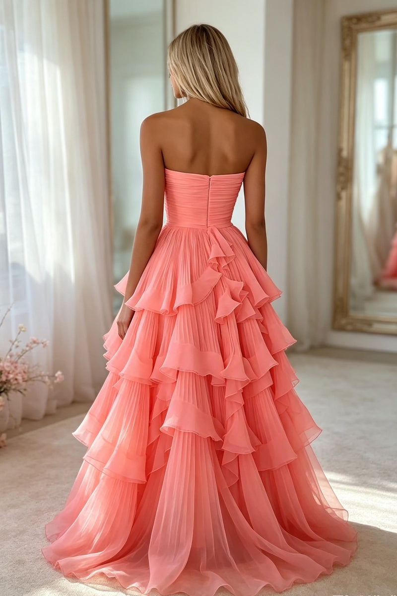 Charming Tulle Strapless A-Line Prom Dresses with Cut Out
