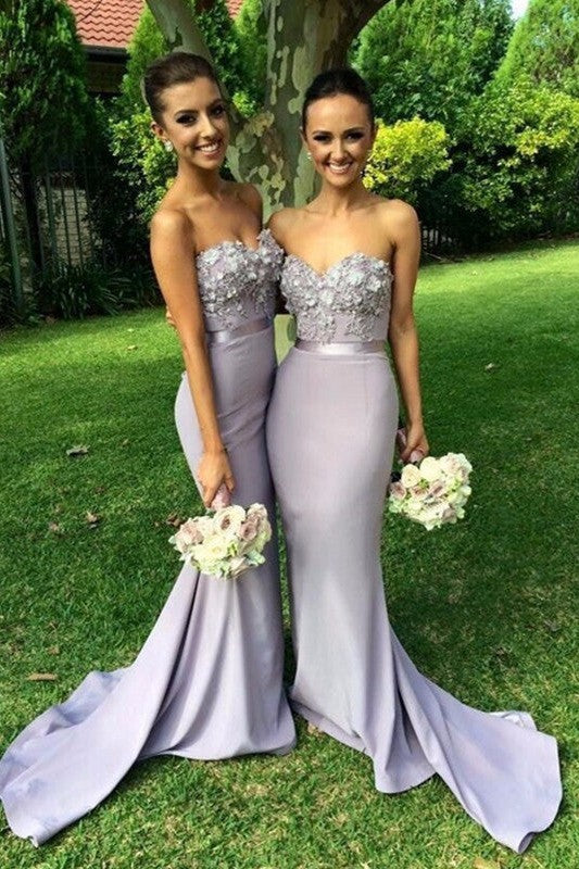 Sweetheart Neck Mermaid Strapless Bridesmaid Dress