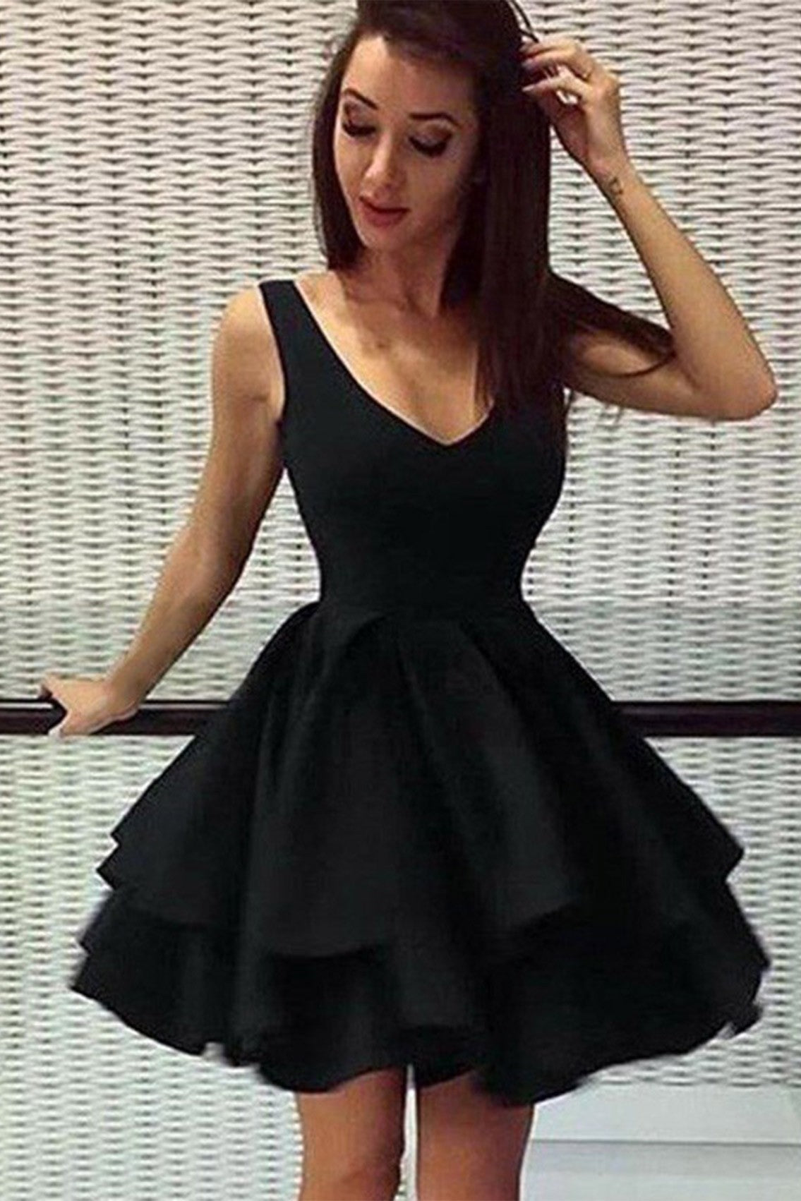 Backless Short A-line Homecoming Dress with Ruffles