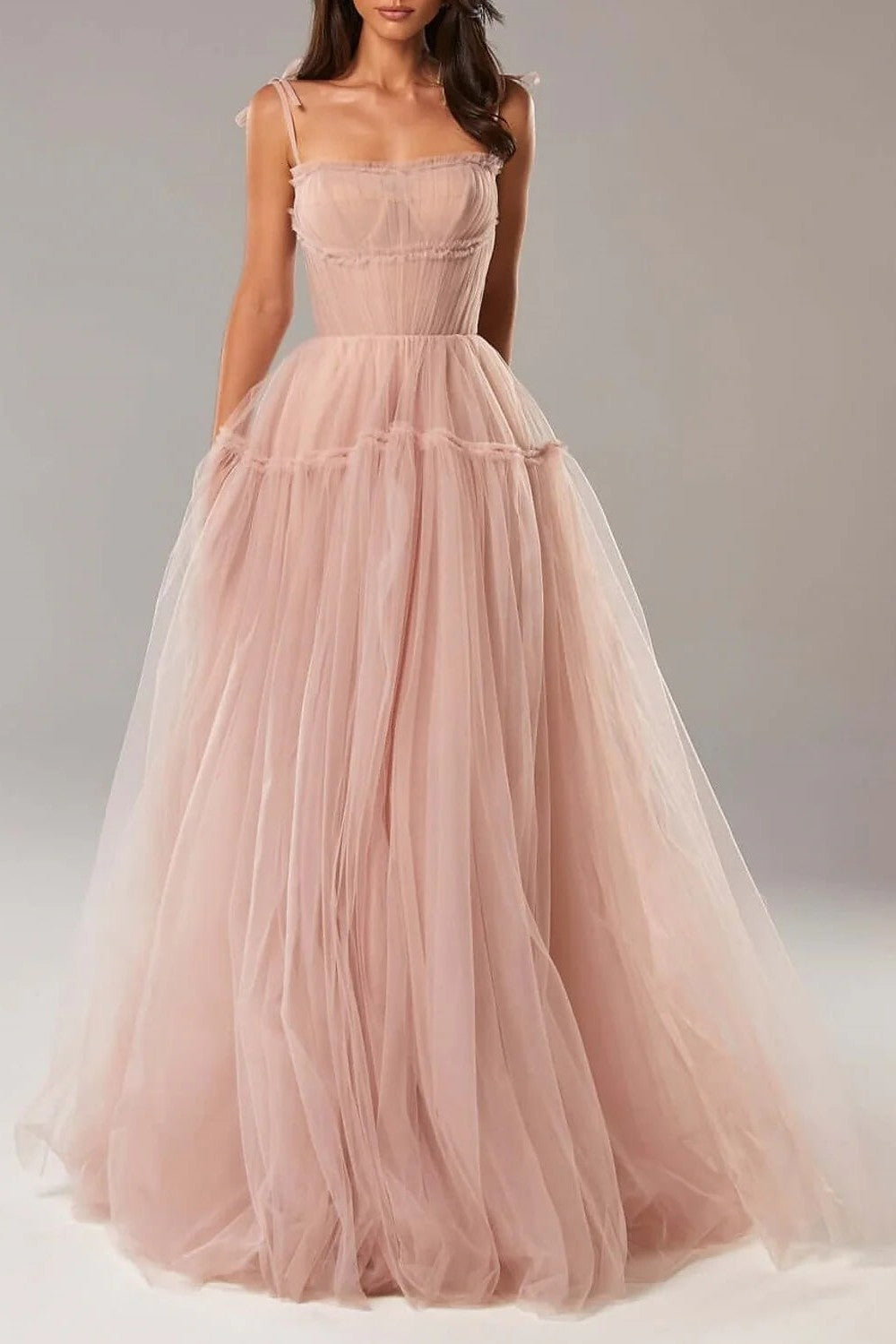 Corset Tulle Prom Dress Backless Elegant A-Line Formal Gown