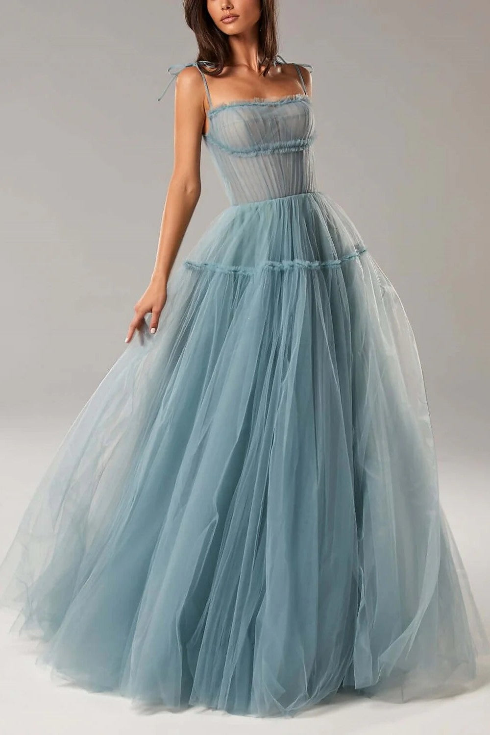 Corset Tulle Prom Dress Backless Elegant A-Line Formal Gown