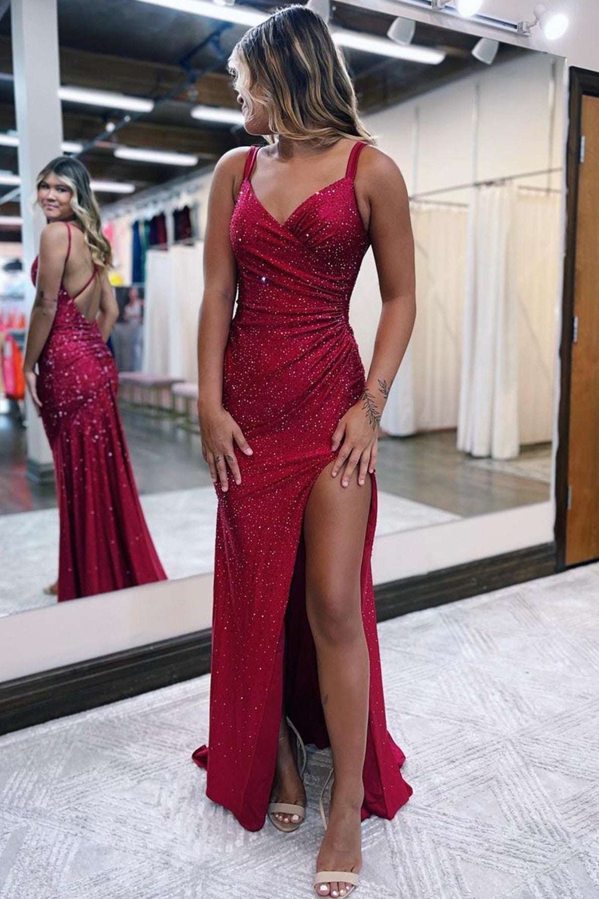 red sequin prom dresses Scala 61307 Long Formal Slit Dress This dress is perfect for making a statement at your special event Scala 48938 Long Fitted Formal